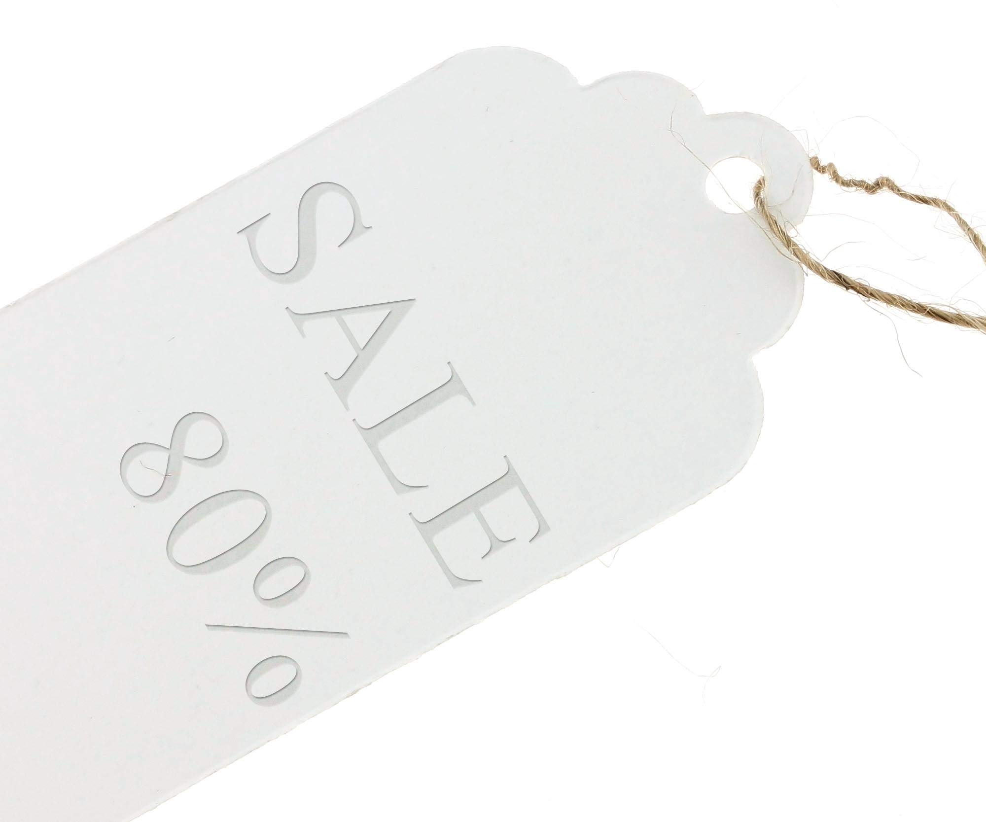 100 étiquettes Cadeaux En Papier Kraft Blanc - Forme Cœur 3,5x7 Cm, Ficelle Jute Incluse, Pour Mariage, Noël