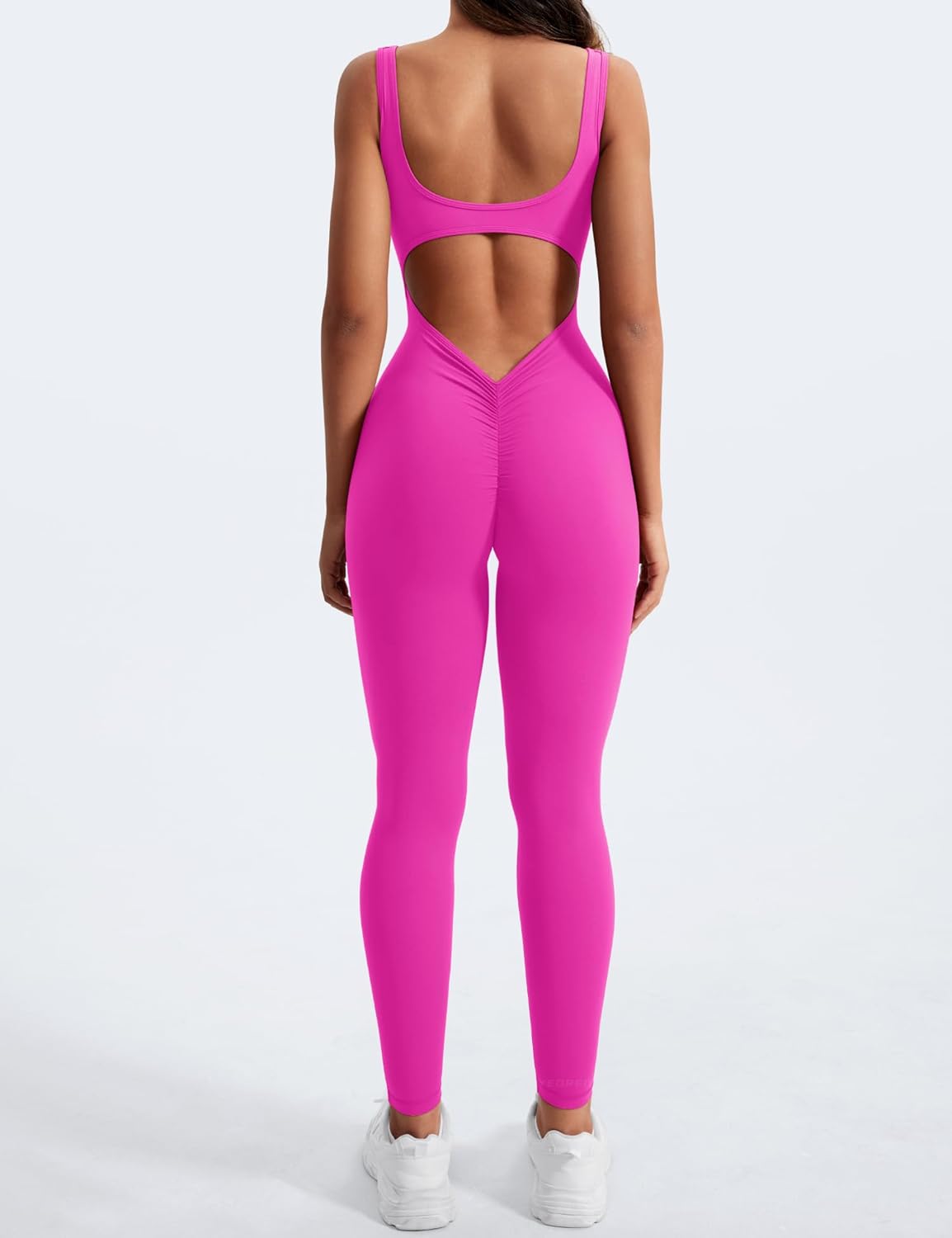 YEOREO Sleeveless Jumpsuits for Women Sexy Backless Gym Bodycon Lizvette V Back Scrunch Butt Rompers - Image 2