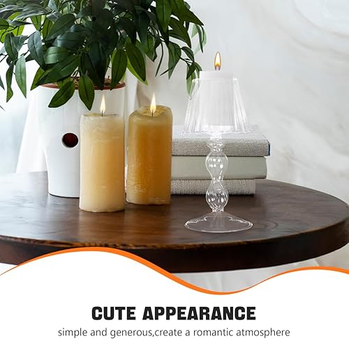 Miniatura 6 de Candelabro de cristal transparente con forma de lámpara romántica para decoración de mesa del hogar, decoración de fiesta de boda (7.28 x 3.26 x