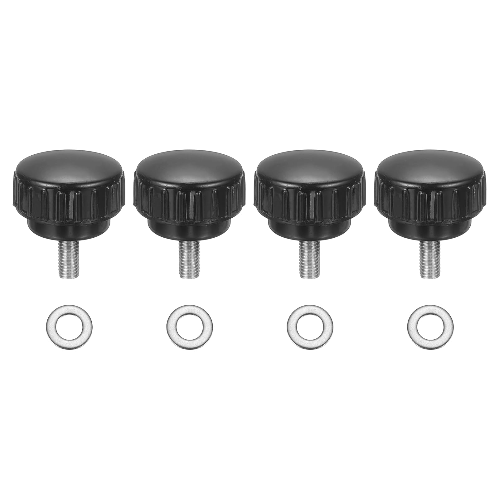 sourcing map 4Pcs Knurled Clamping Knobs, M5 x 12mm Metric 304 Stainless Steel Male Thread Thumb Screws 25mm Width Knurled Handle Bolts Grip with Washers for Machine Umbrella Base Replacement