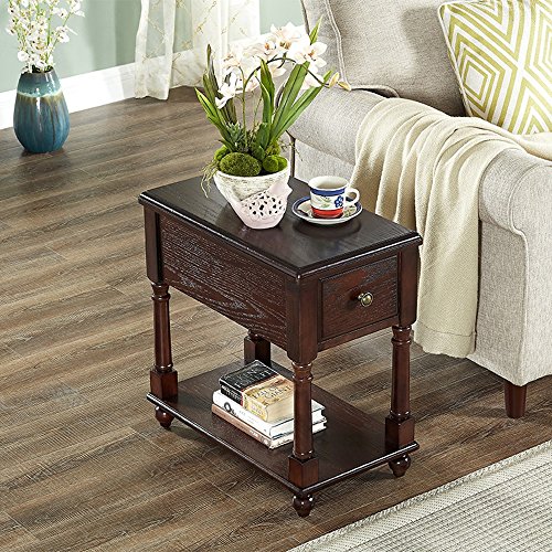 Preisvergleich Produktbild Klapptisch YANFEI, Massivholz Couchtisch, quadratische Ecktisch, Nachttisch mit Schubladen, solide Geschnitzte Füße (Farbe : C)