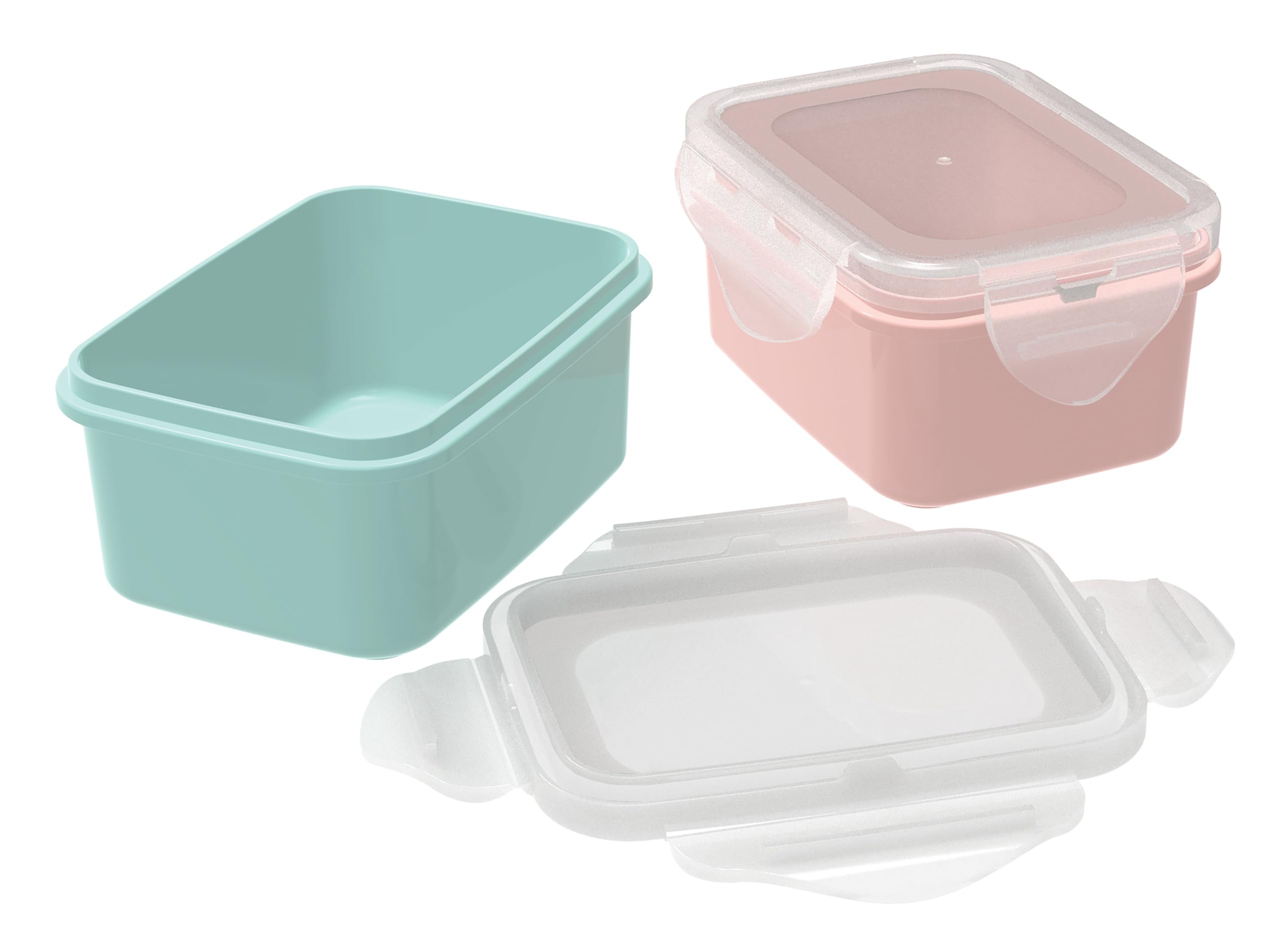 All Time Rectangular Airtight Food Storage Containers Set of 2 | 500ml Each | Leakproof BPA Free Plastic Kitchen Storage Boxes | Microwave Freezer Safe Locking Lid | Color May Vary