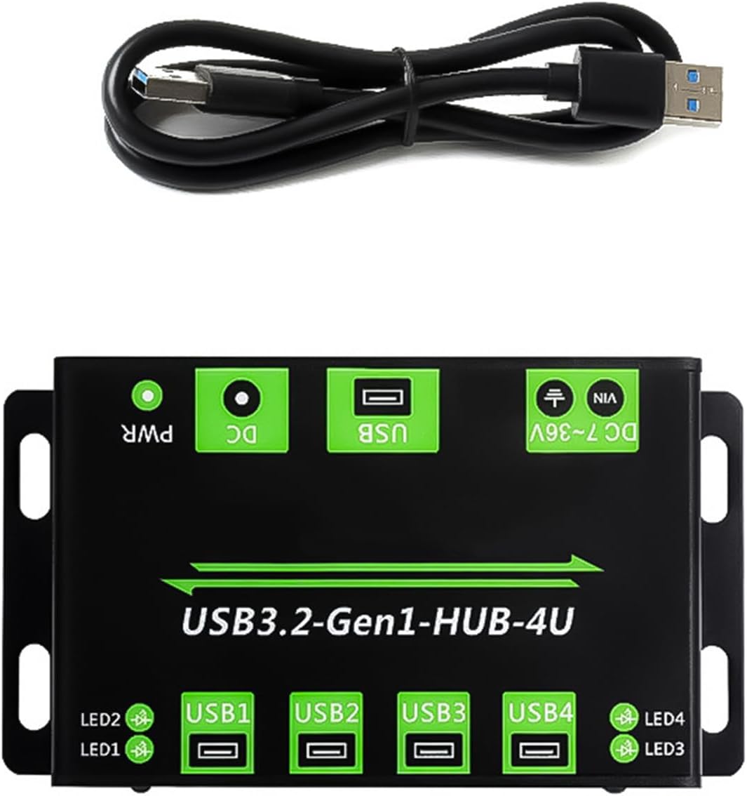 金属ハウジングと安全な取り付けのためのネジ取り付けポイントを備えたマルチポート USB 3.2 Gen1 ハブ