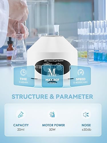 Miniatura 5 de Mxmoonant Centrifugadoras eléctricas de sobremesa con temporizador y control de velocidad para rotores de investigación científica de laboratorio