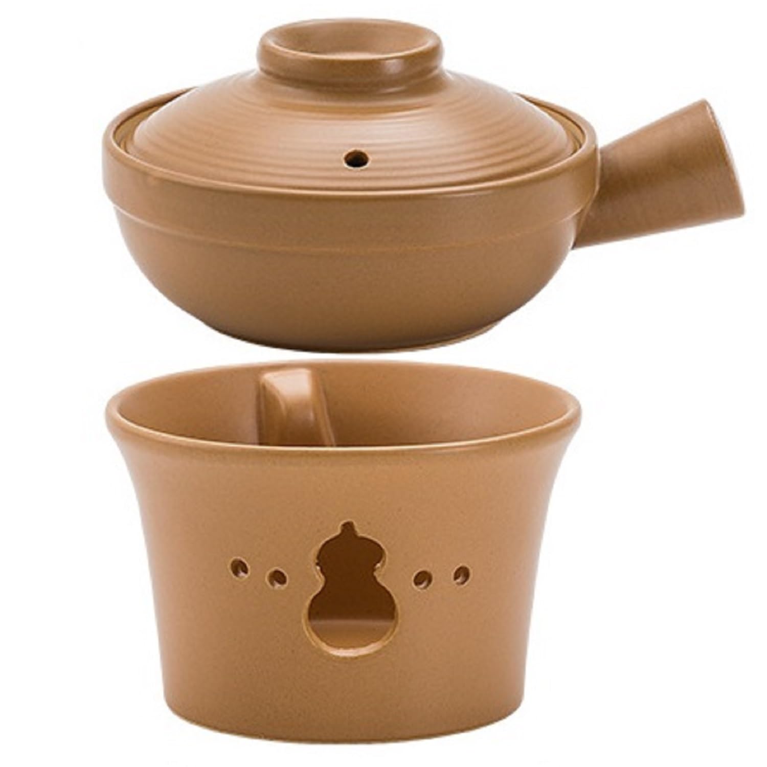 Mini garnuszek ceramiczny z bocznym uchwytem i podstawką grzejną - żaroodporna zapiekanka z gliny,B