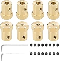 Vista 6 de uxcell Acoplador hexagonal de 0.236 in con eje hexagonal de latón con eje de latón conector flexible para ruedas de coche, neumáticos, motor de eje