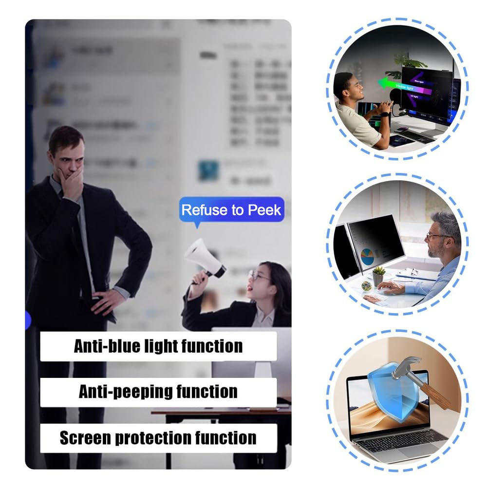 Filtro de Pantalla de Privacidad para Computadora Magnético de 32 Pulgadas, Película Protectora Colgante Anti-Luz Azul/Anti-Reflejo, Filtro Antiespía Extraíble para Entornos de Trabajo Digitales