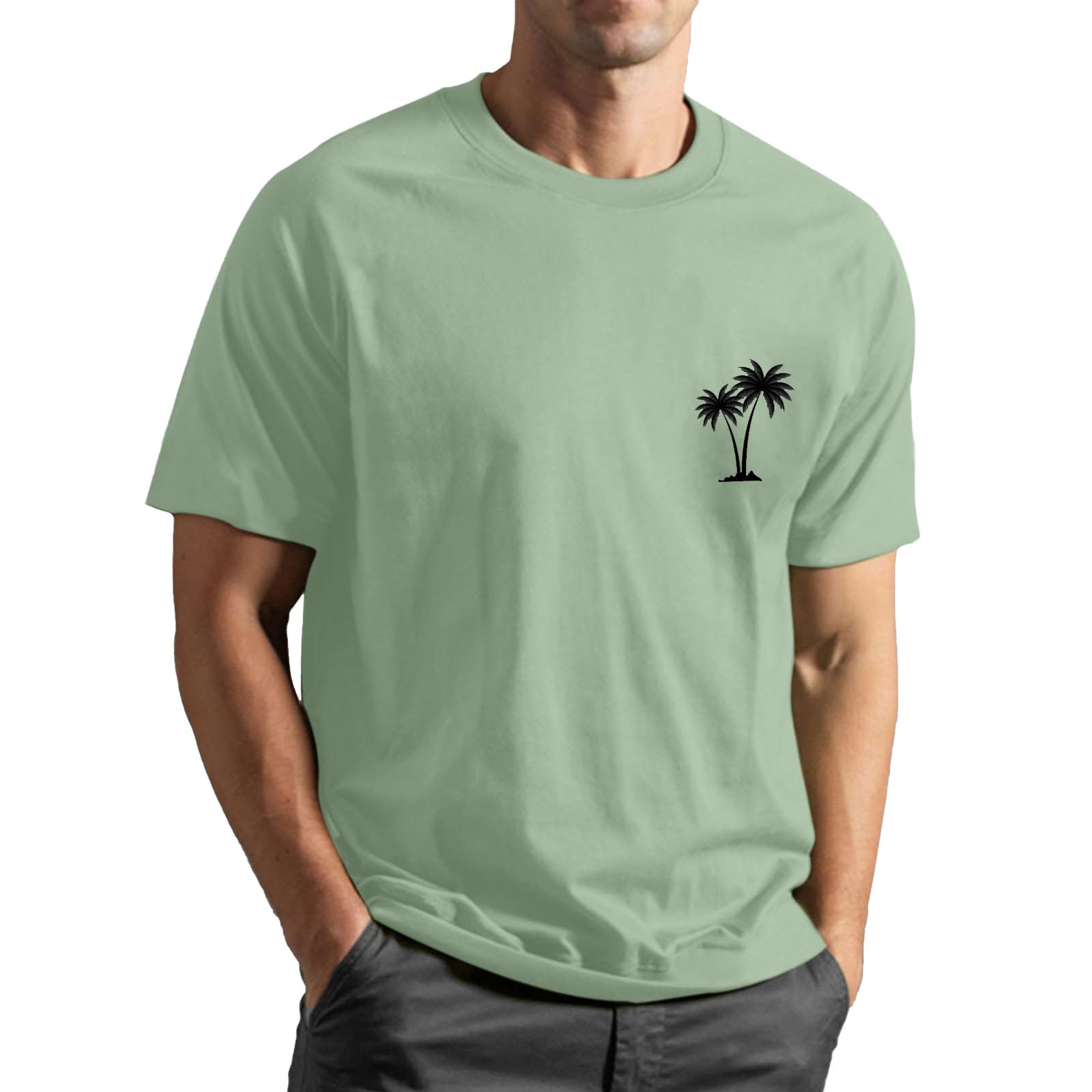 RTRDE Men's Graphic Tees Summer Beach Palm Tree T-Shirts Big and Tall Casual Short Sleeve Print Tee Shirts, S-4XL