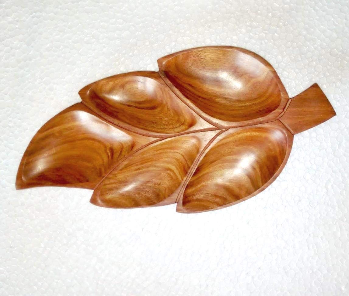 Buy Agarwal Craft Wooden Leaf Tray, Dry Fruits Tray, Handmade Sheesham