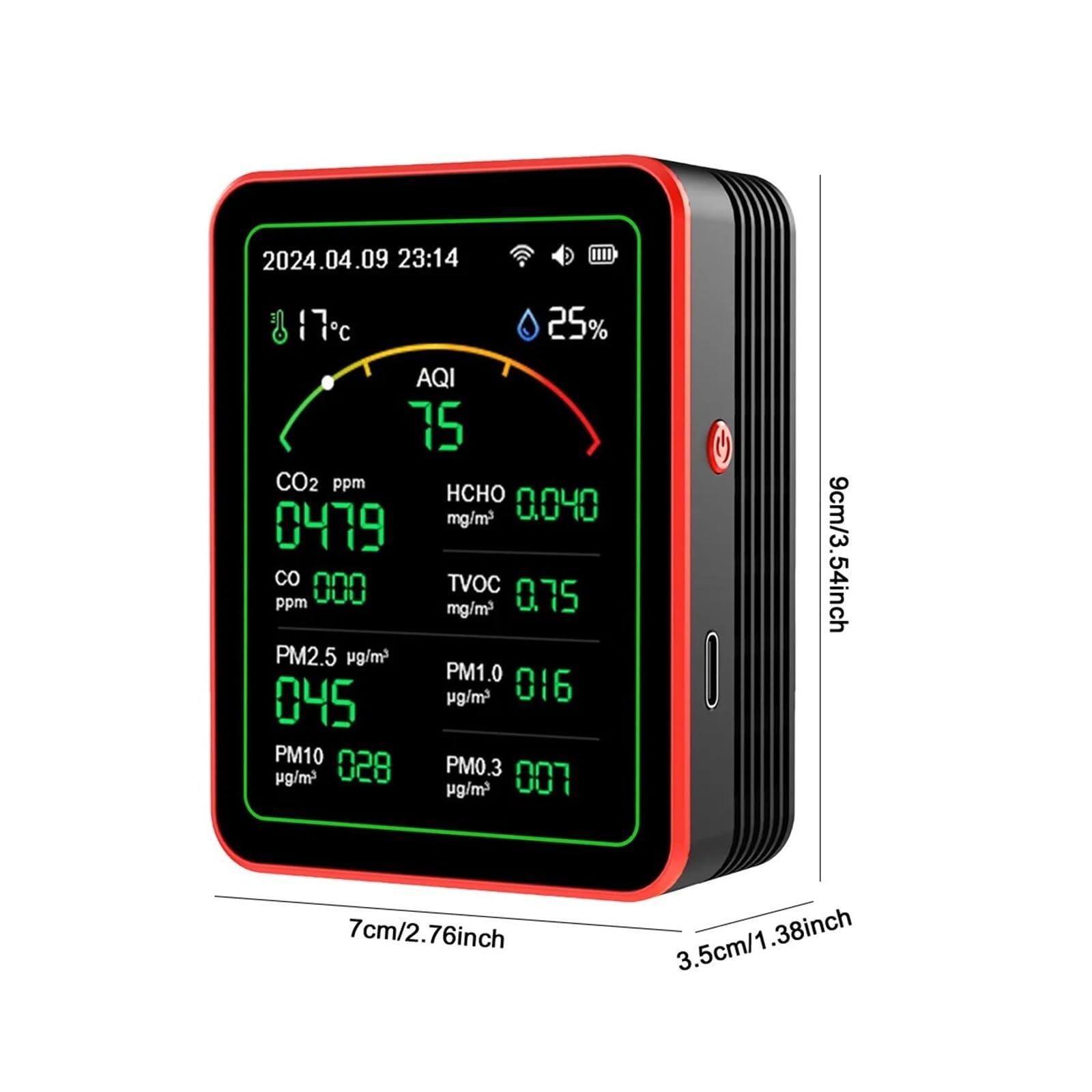 Rilevatore di qualità dell'aria 15 in 1, misuratore umidità e temperatura, monitor della tester CO2 Ufficio, aula