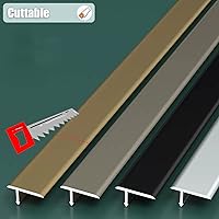 Vista 5 de Tira de transición de piso de umbral de metal modelo T, tira de cobertura espaciadora de costuras para suelos