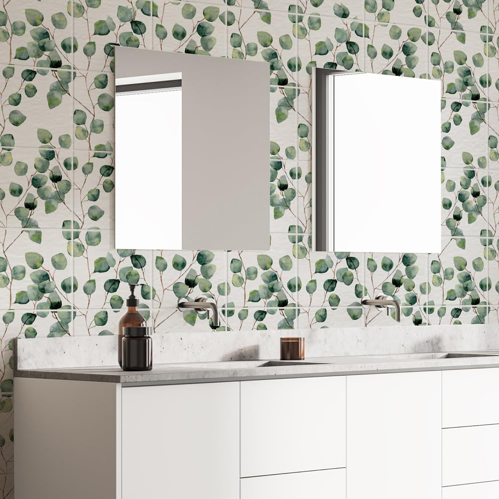 RE-COVERTILES - Adesivi Piastrelle Cucina Bagno Mattonelle adesive in PVC Impermeabili Antigraffio Stickers Decorazione Parete Cementine Peel and Stick - Modello 18 pz 20x20 cm PS00254 Made in Italy