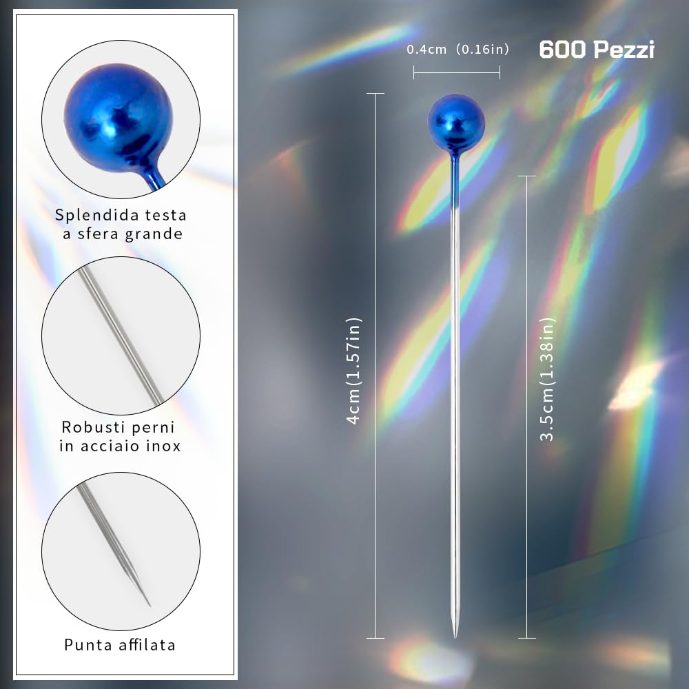 Spilli Riutilizzabili Bianchi Eleganti 200 Spilli Con Testa Di Perla Per Fiori, Matrimoni E Fai Da Te – Per Bouquet E Decorazioni 200 Pezzi Con Scatola