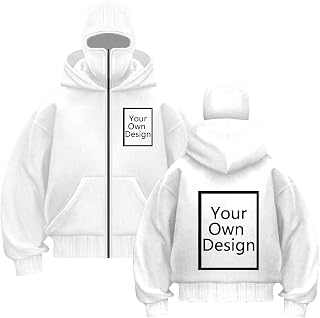 Custom Zip Up Hoodie For Men and Women, Personalized Sweatshirt with Face Mask, Customized Jackets Add Photo Text