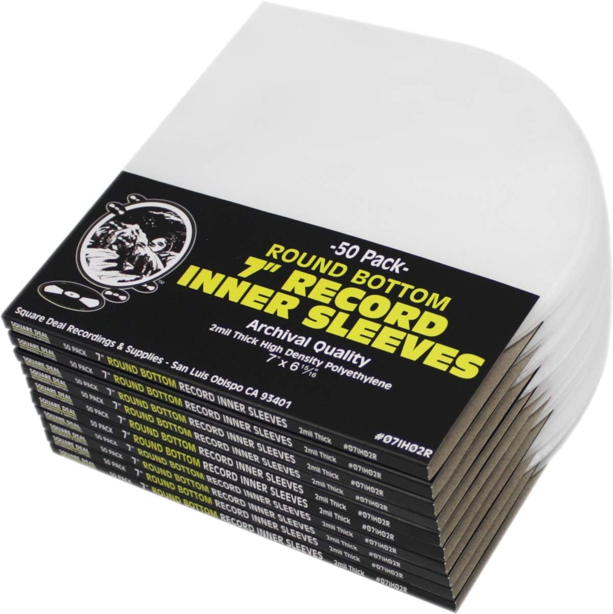 7" round bottom vinyl record inner sleeves, 2mil HDPE, archival