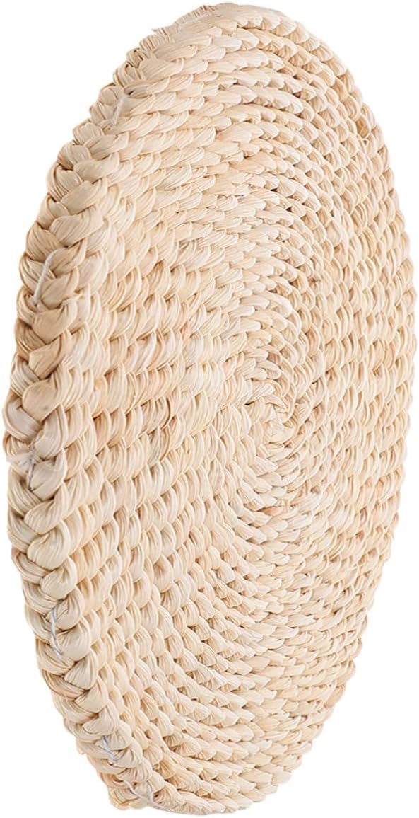 Holibanna Natural Rattan Woven Seat Cushion for Home and Hotel Use, Comfortable and Environmentally Friendly Round Floor Pillow with Practical Weaving Craft, for Meditation and Lounge
