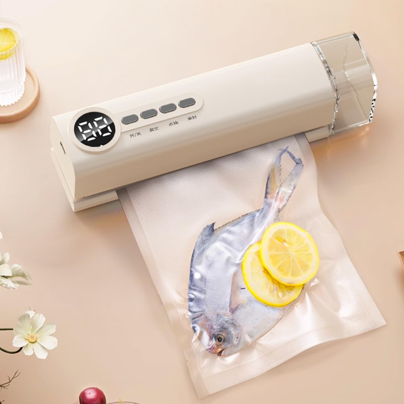Máquina selladora al vacío para alimentos Etiquetadora portátil para