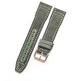 Correa de reloj híbrida de lona gruesa y piel auténtica con hebilla de espiga, compatible con la serie IWC Pilot/Mark XVIII/Spitfire (20 mm/21 mm/22 mm), para hombre al aire libre