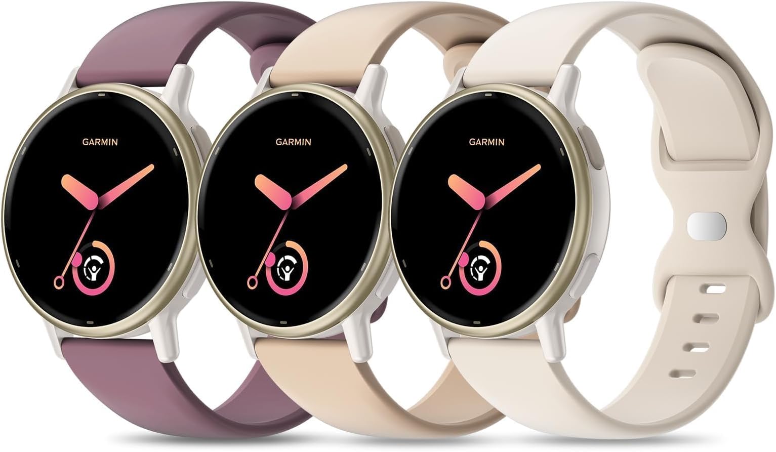 3 Pack Silicone Bands Compatible with Garmin Vivoactive 5 Watch Band/Vivoactive 6/3/3 Music, 20mm Soft Sport Strap Replacement for Venu Sq 2/Venu/Venu Sq & Forerunner 55/165/245/645