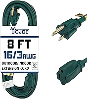 Vista 60 de YOJOE Cable de extensión para interiores y exteriores, calibre 16, SJTW, resistente, 15 pies, color verde, 3 clavijas 13A, resistente a