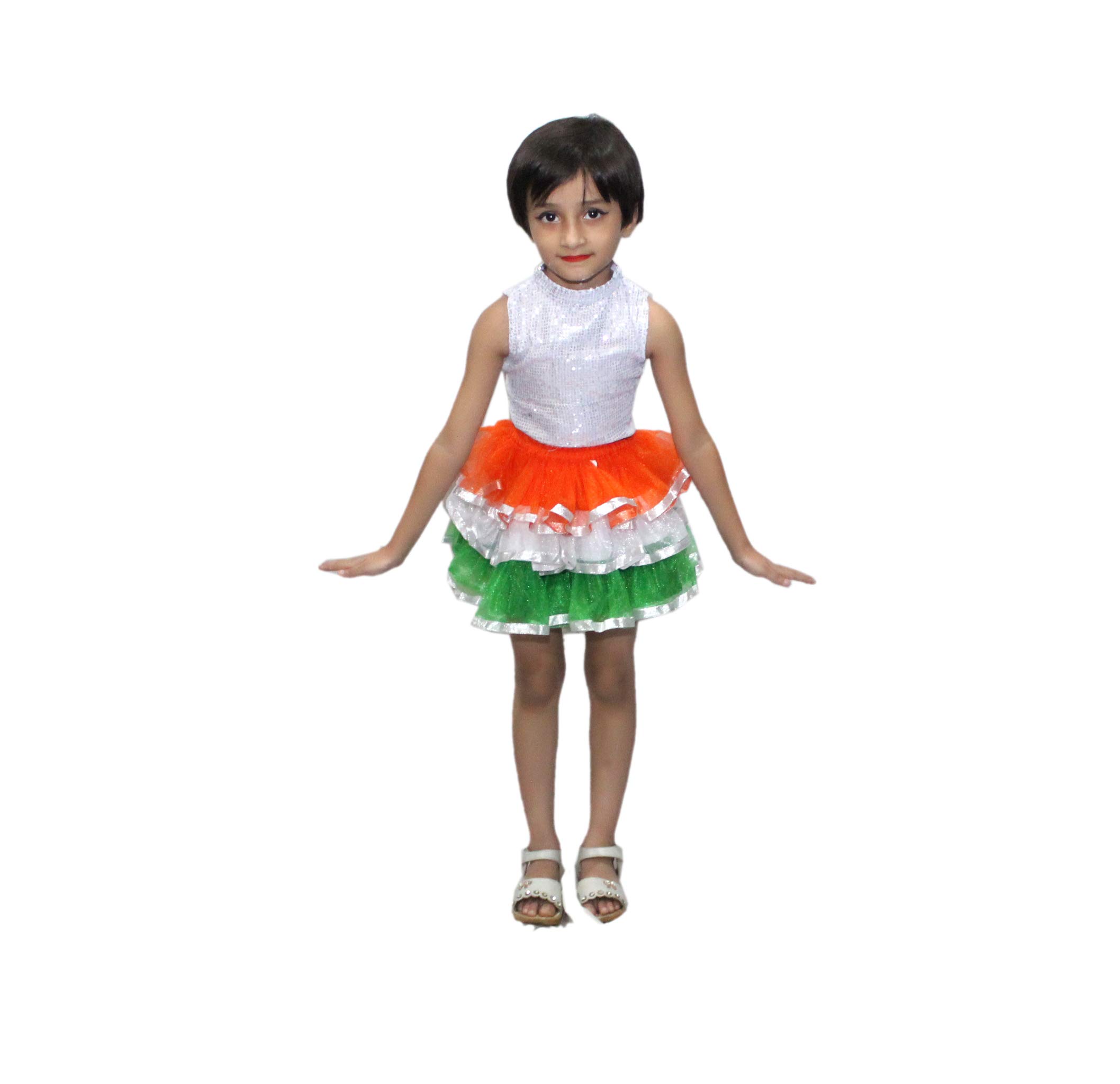 Kaku Fancy Dresses Tricolor Skirt For Independence Day/Republic Day Costume -Tricolor, 5-6 Years, For Girls(Plastic) (B07V57F2J1) Amazon Price History, Amazon Price Tracker