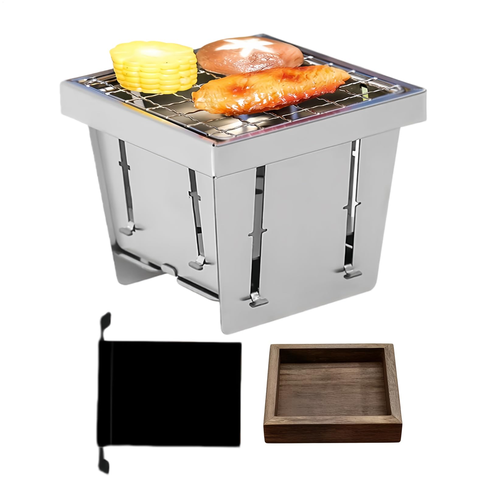 Barbacoa de Carbón Acero Inoxidable Plegable Parrilla