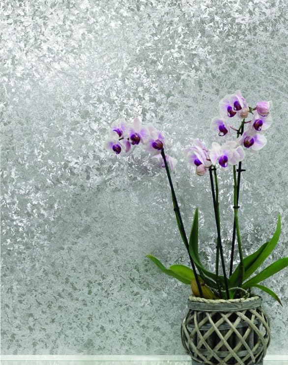 Tamersgifts Crushed Foil Metallic Textured Wallpaper, Silver, 10m x 52cm, Luxury Washable Sophisticated
