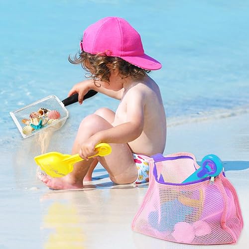 Miniatura 5 de UMUACCAN Pala de malla de playa, cuchara tamiz de dientes de tiburón con bolsa de playa de malla para recolección de conchas, filtro de arena para