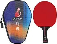 Raquete Tenis de Mesa Classica Profissional 6 Estrelas Ping Pong Modelo Loki k6 com Borrachas Rxton III Cores Vermelha e Preta Aprovado pela ITTF + Capa Raqueteira