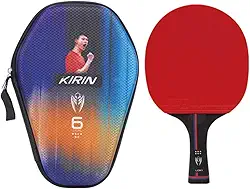 Raquete Tenis de Mesa Classica Profissional 6 Estrelas Ping Pong Modelo Loki k6 com Borrachas Rxton III Cores Vermelha e Preta Aprovado pela ITTF + Capa Raqueteira
