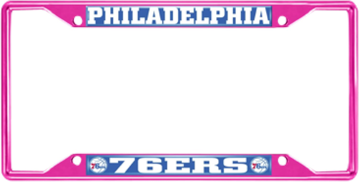 FANMATS 44032 NBA - Philadelphia 76ers License Plate Frame - Pink – Easy Installation on Truck, SUV, Car - Ideal Gift for Die Hard NBA Fan