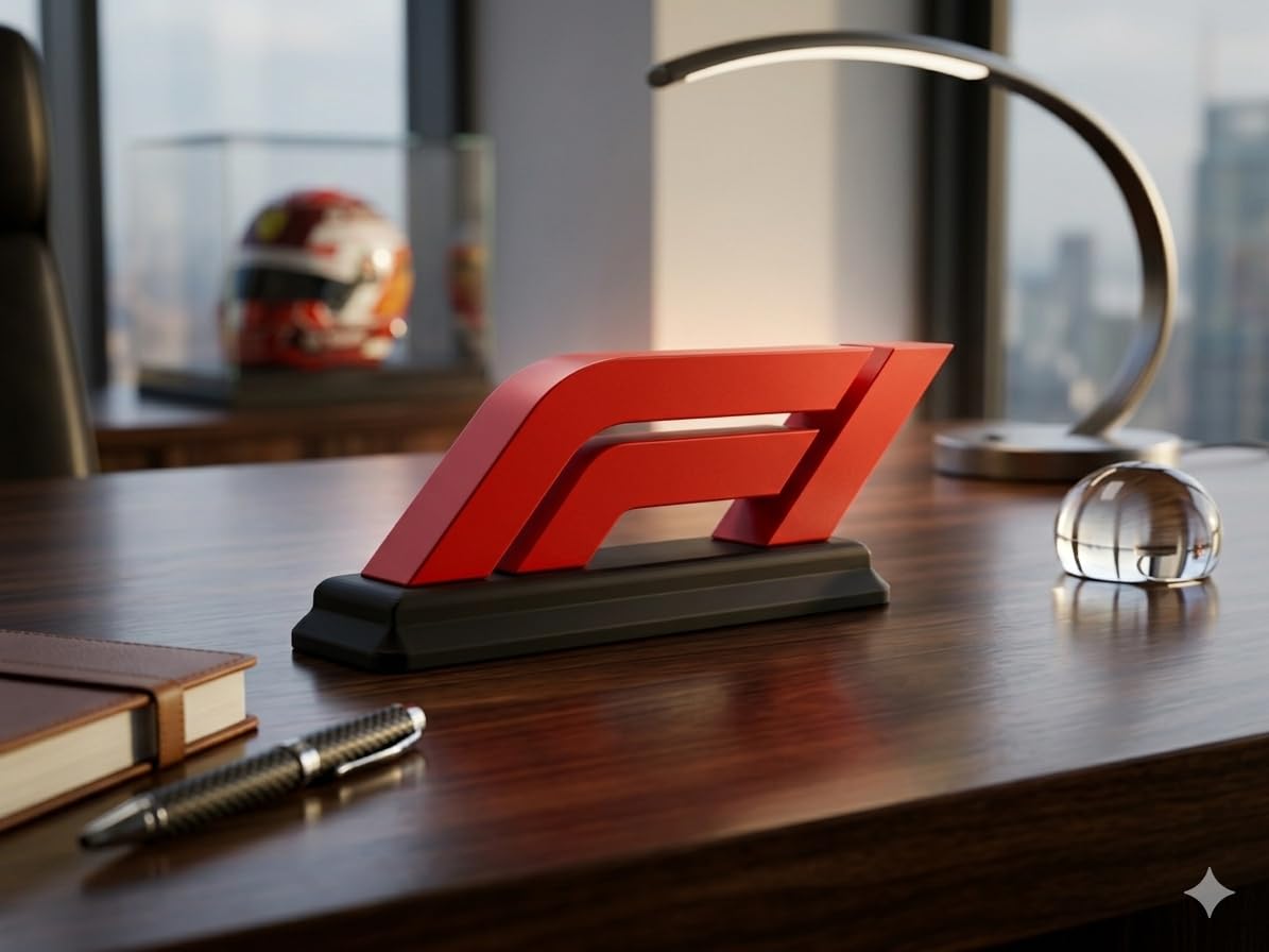 F1 Logo Display Stand for Desk, Red and Black, 3D Printed Racing Fan Collectible Decor-image-24
