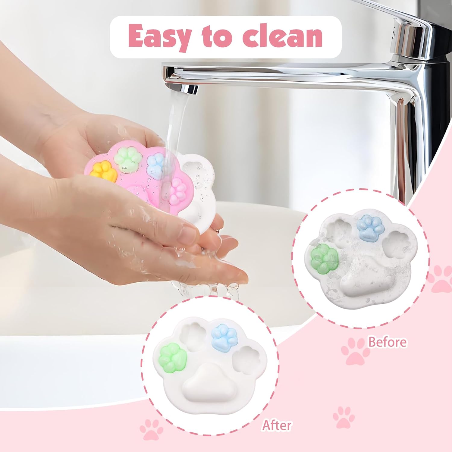 Anboor 2Pcs Cat Paw Squishies Toys,Colorful Squeeze Paw Palette Toy for Kids,Sensory Toy Relief Stess Toy Set for Kids Adult,Kawaii Animal Paw Fidget Toy Novelty for Party Birthday
