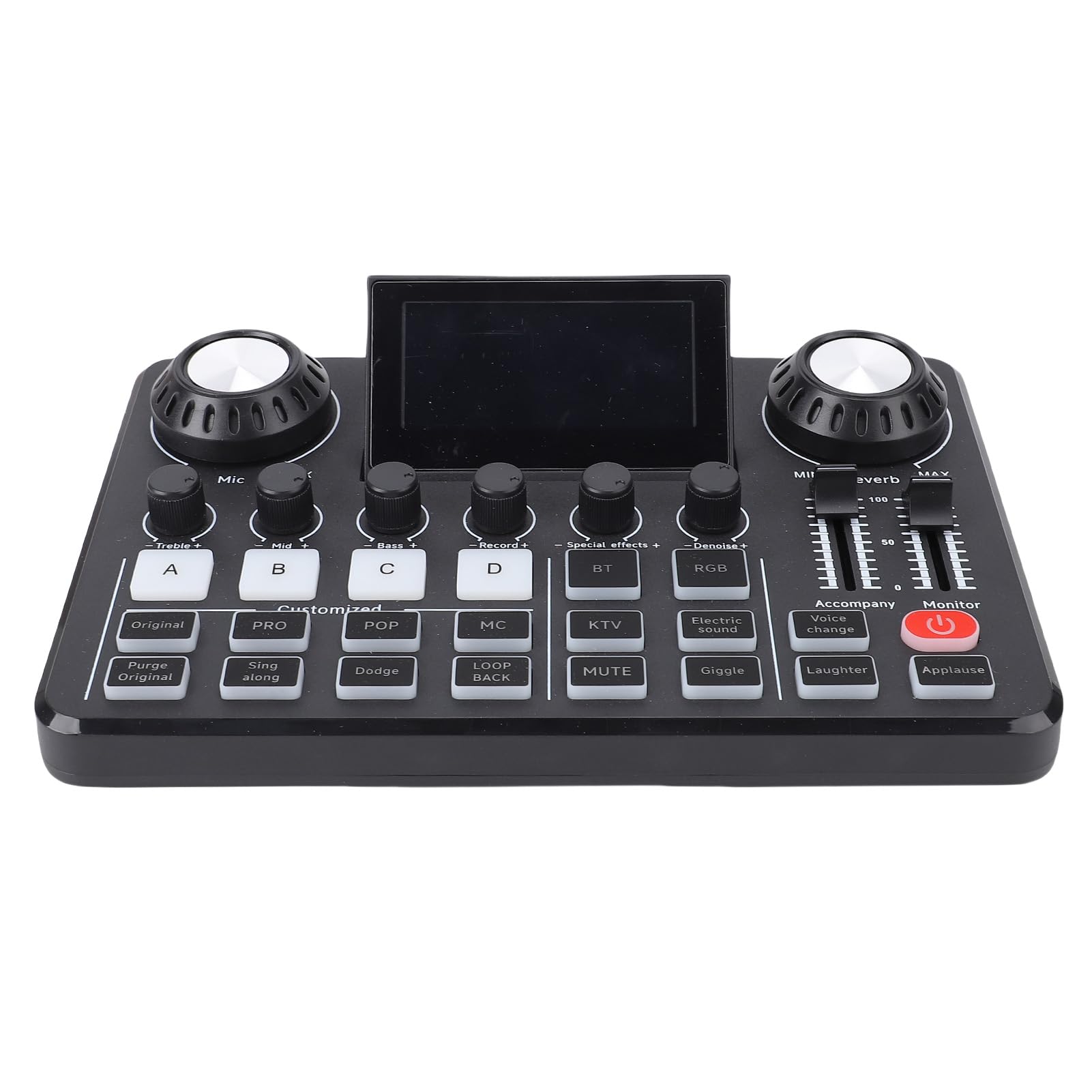 Asixxsix Gaming Audio Mixer, Mały Sprzęt Podcastowy na żywo Karta Dźwiękowa z Regulowanym Ekranem LED Profesjonalny Interfejs Dźwiękowy DJ Mikser Płyta Dźwiękowa do PC Telefon