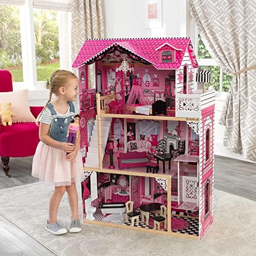 KidKraft 65093 Amelia Wooden Dolls House with Furniture and Accessories Included, 3 Storey Play Set for 30 cm/12 Inch Dolls