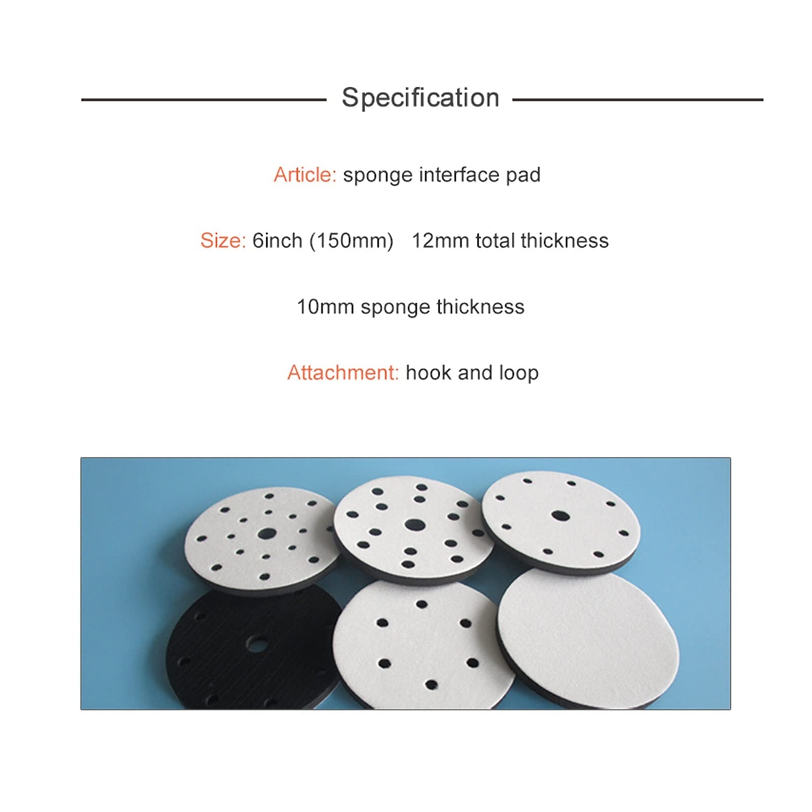 Almohadilla de Pulido Almohadilla de Interfaz Suave de 6"Orificios de 150 mm, Almohadilla de Espuma Suave de Gancho y Bucle Suave, Usado for humedecer y Proteger el Disco de molienda (Paquete d