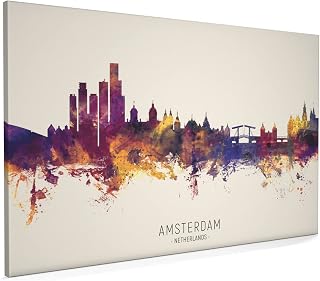 Amsterdam The Netherlands Skyline Box Canvas Print with City Name -19806