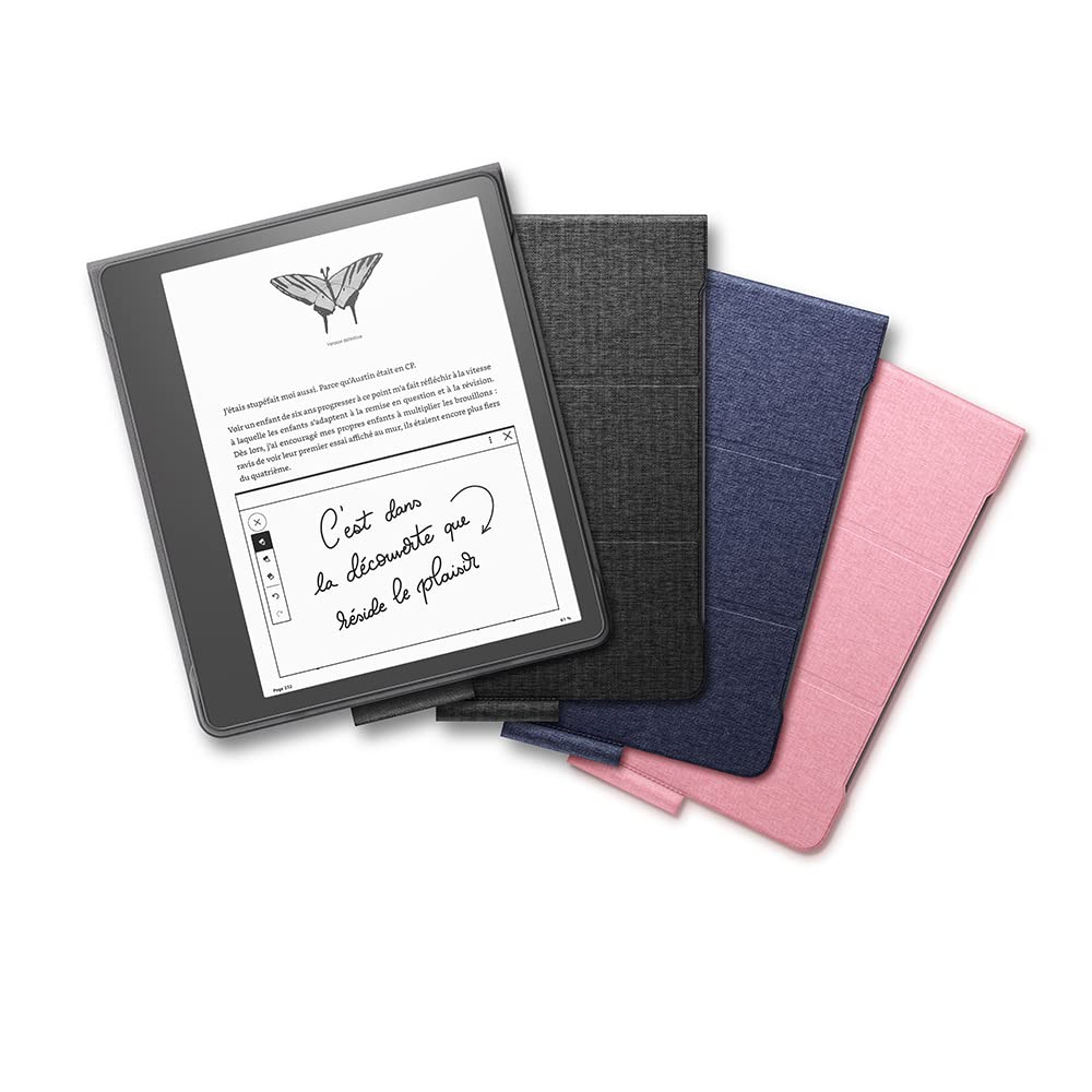 Étui à rabat en tissu avec attache aimantée pour Amazon Kindle Scribe | Compatible uniquement avec Kindle Scribe | Design fin et léger | Noir