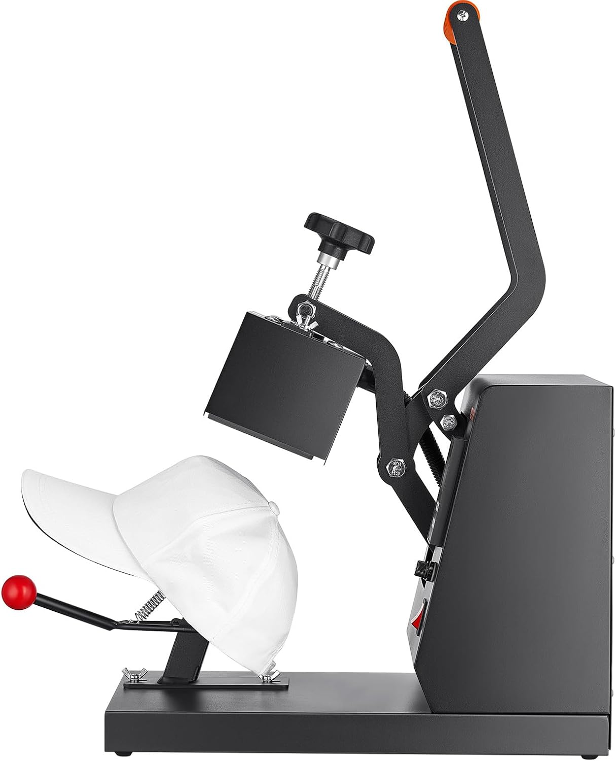 VEVOR 4-in-1 Heat Press Machine for Hats with 6x3inches Curved Teflon-Coated Heat Plate, Easy Temperature Control Non-Slip Base, Four Replaceable Elements 6x3/6.7x2.7/6.7x3.8/8.1x3.5inches