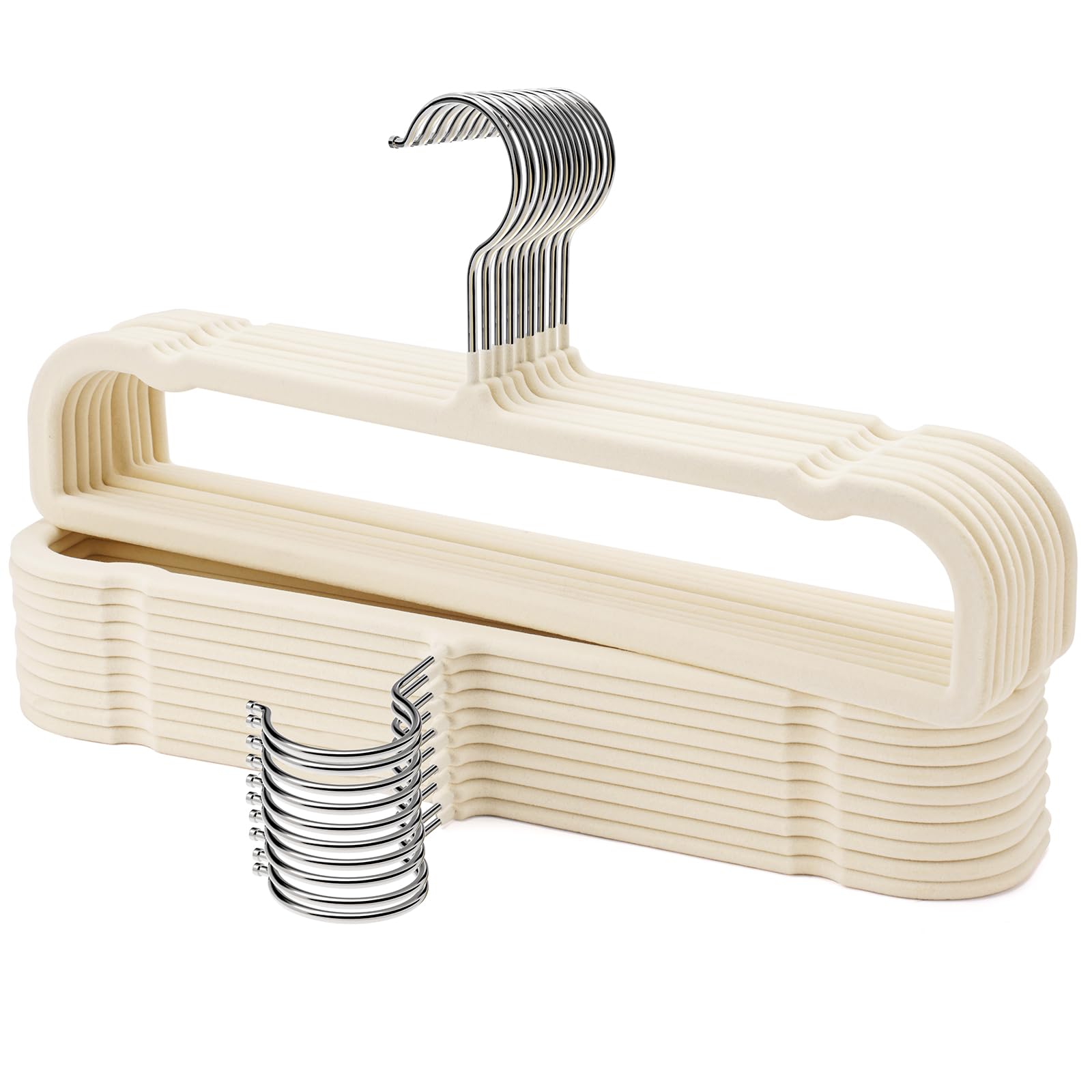 Pants Hangers 30 Pack Velvet Pant Hangers,Heavy Duty Velvet Hangers for Pants,Jeans,Scarf,Towels,Tank Top,Coat.Closet Organizers and Storage?Beige?