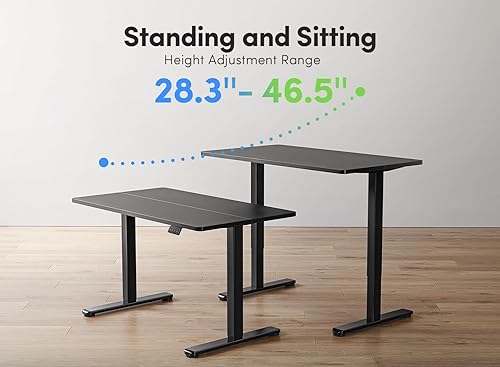 Miniatura 6 de FEZIBO Electric Standing Desk, 55 x 24 Inches Height Adjustable Stand up Desk, Sit Stand Home Office Desk, Computer Desk, Black Negro -,marrón