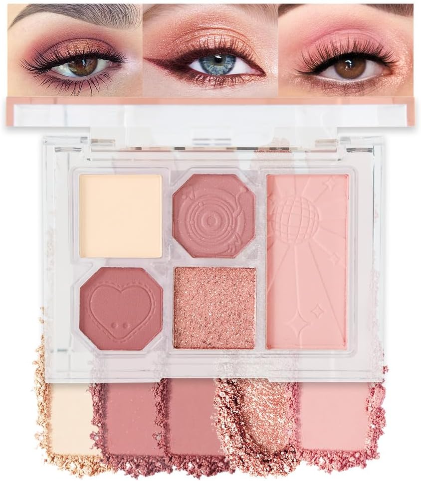 5 Colors Eyeshadow Palette Makeup, Matte Shimmer Eye Shadow Palette, Long Lasting Naturing-Looking, paleta de sombras de ojos,Everyday to Eye Makeup Looks,Vegan & Cruelty-free 01#