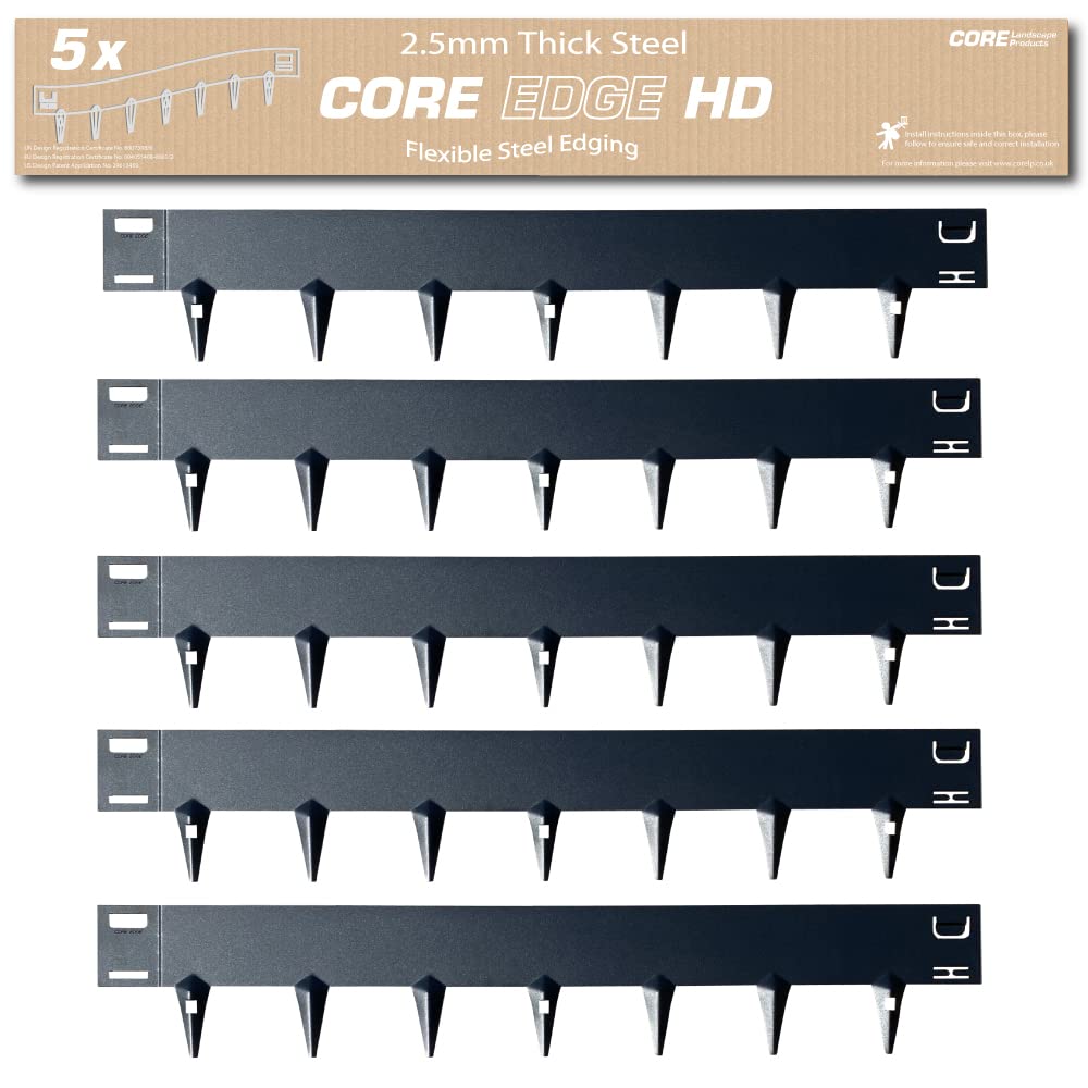 CORE EDGE Heavy Duty Lawn Edging | Flexible Decorative Steel Edging Garden Border Edging Lawn Edging Strip Garden Border with a 150mm face height (Black)
