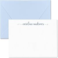 Vista 1 de Personalized Note Cards and Envelope Stationery Set for Women - Flat Notecard Stationary Set with Name in Script Font, Custom Thank You Cards