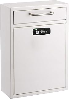 AdirOffice Wall Mount Mailbox - Combination Mailbox with Keys- Durable Wall Mounted Locking Mailbox and Cash Drop Box for House, Apartments and Bussiness After Hours Deposits (Large, White)