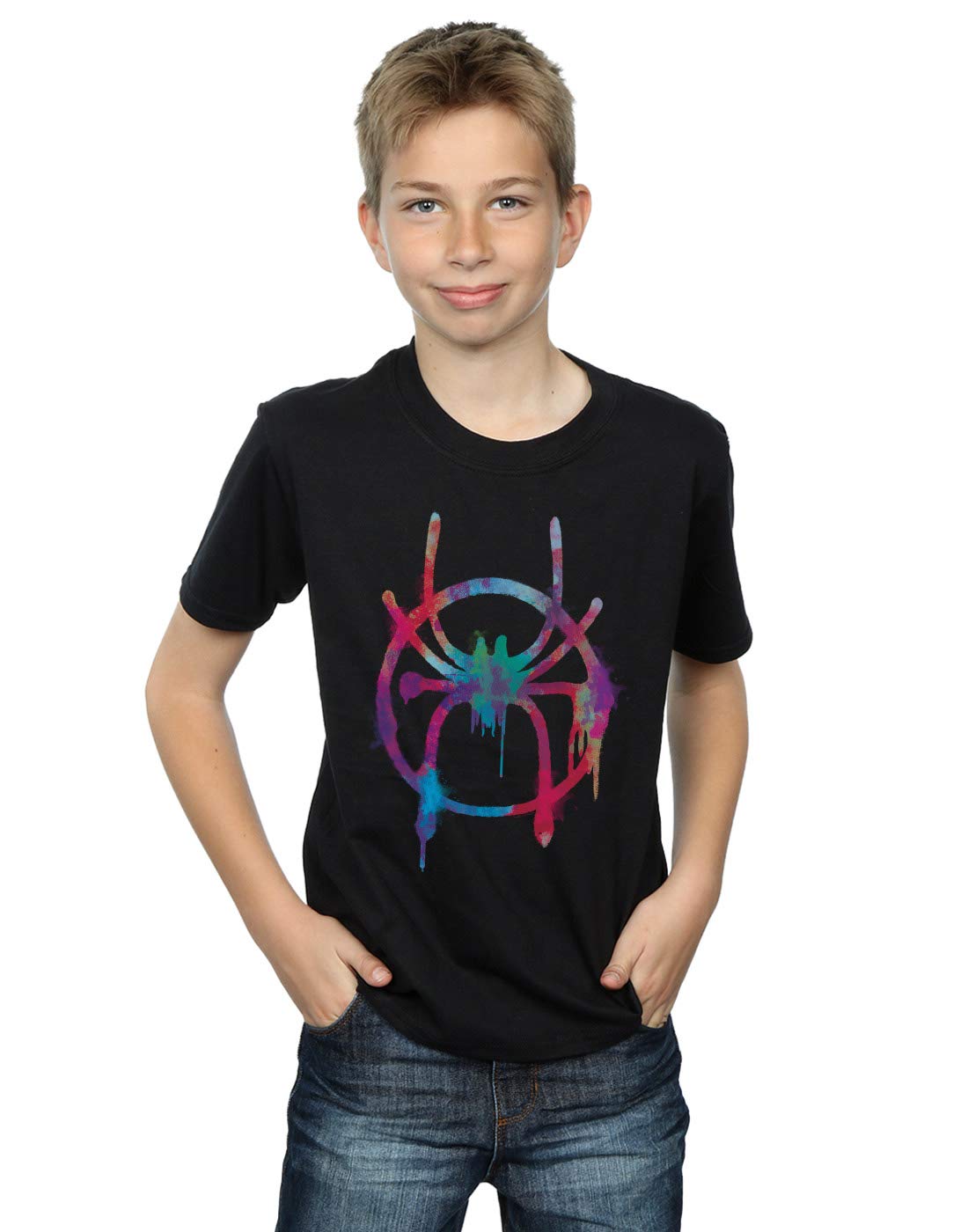 Marvel Boys Spider-Man Into The Spider-Verse Rainbow Spray T-Shirt