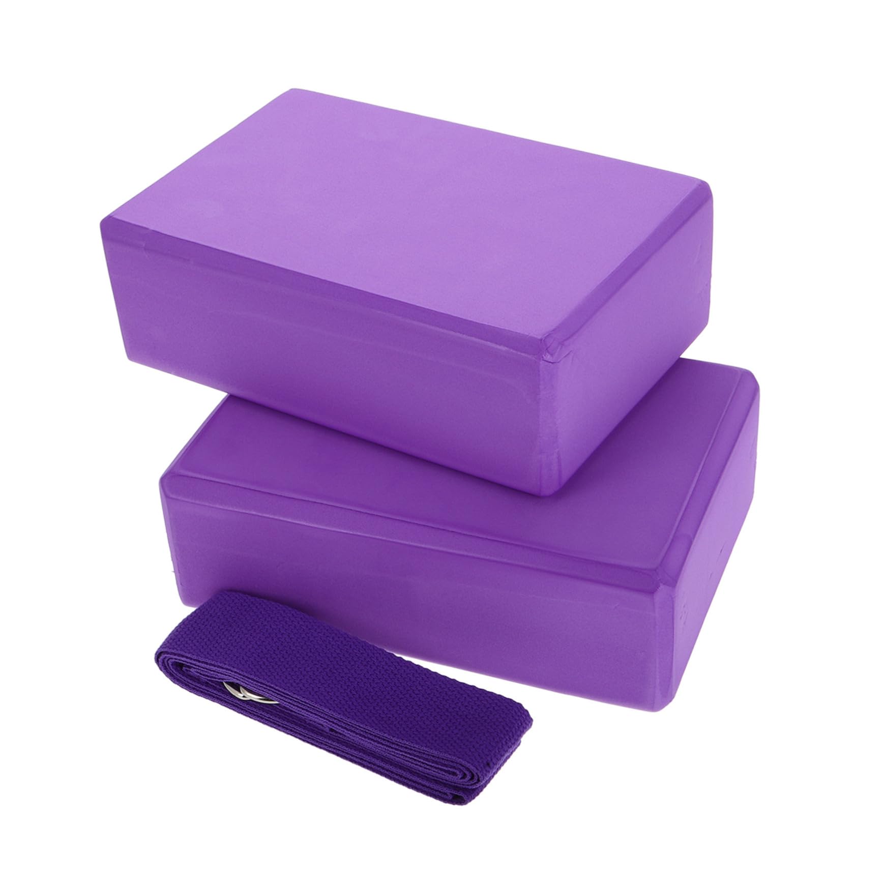 Abaodam Set 3 Pezzi Blocchi Yoga in Schiuma Con Cinghia Estensibile, Supporto Rettangolare Per Pilates, Fitness, Stretching e Meditazione, Portatile Per Allenamenti Indoor e Outdoor
