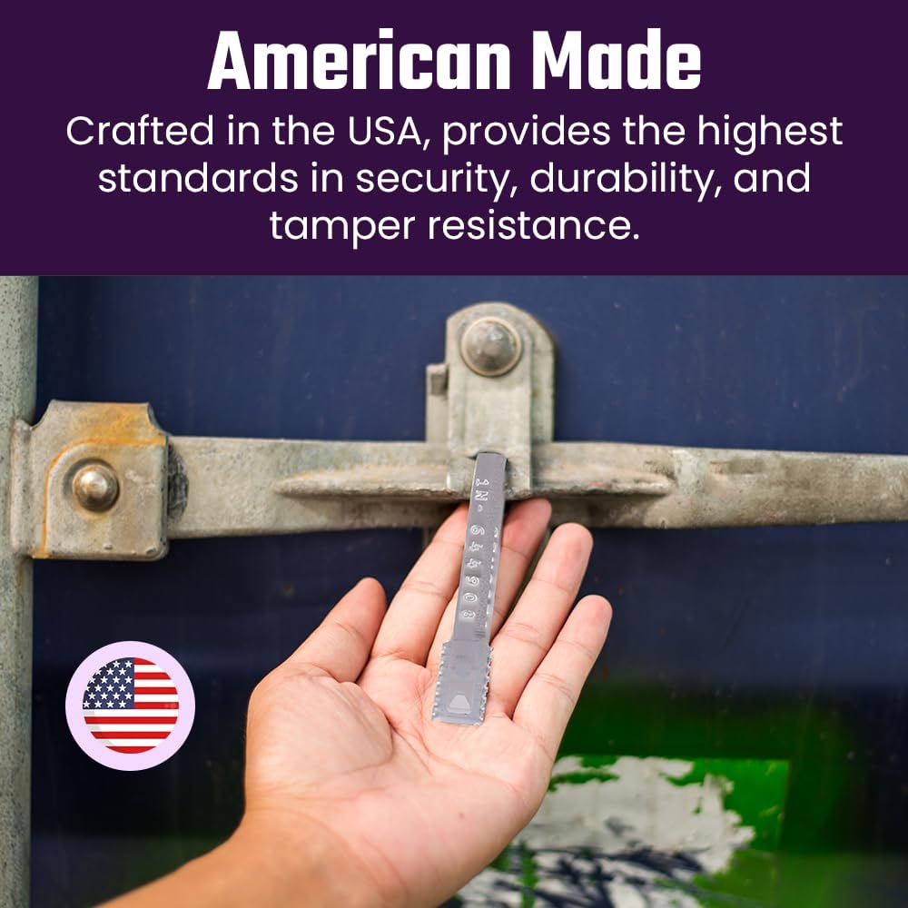 Premier Flat Metal Security Seal | 8.75" Steel Strap, Tamper-Evident, 1000 Pack | Industrial Strength for Containers, Trailers, Storage (Silver)