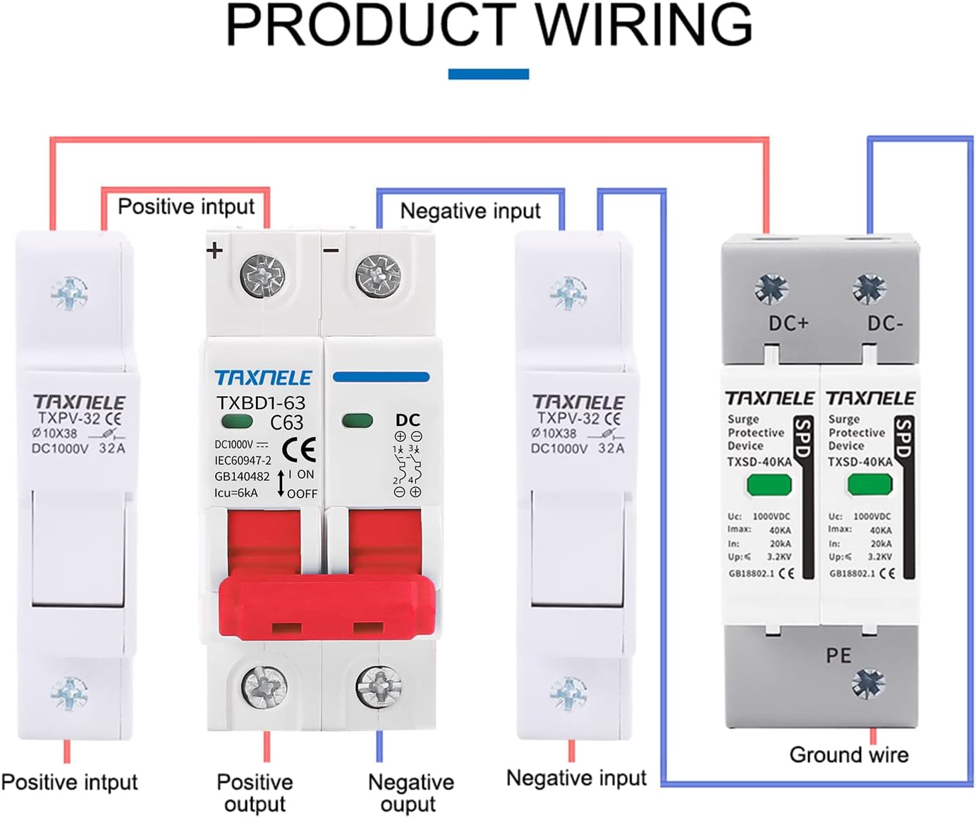 DC Miniature Circuit Breaker 2P 1000V 63A Solar Mini Circuit Breaker Battery Switch Thermal Magnetic Trip DIN Rail Mount Disconnect Switch MCB for Photovoltaic PV System (16A) thumbnail
