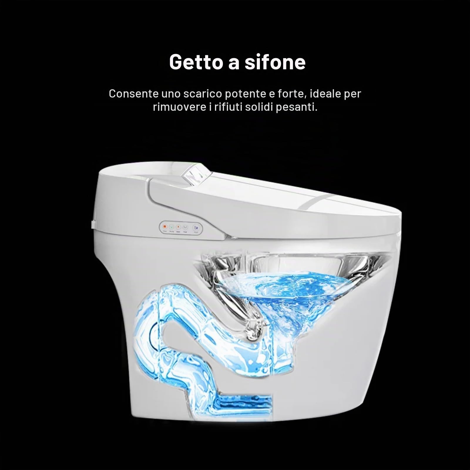 Homary WC intelligente con bidet integrato, apertura automatica, bidet in un unico pezzo, sedile riscaldato con sciacquone, 1,27 GPF senza serbatoio bidet WC, display a LED, sensore a pedale, bianco